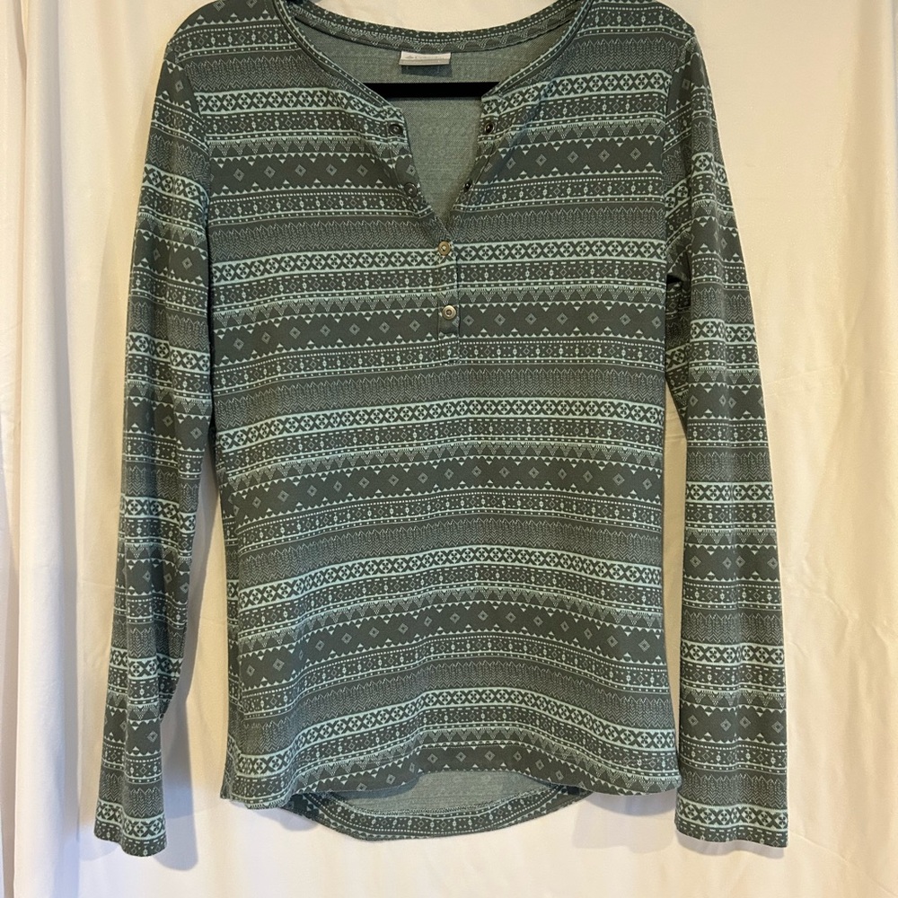 Columbia Green Patterned Long Sleeve Top